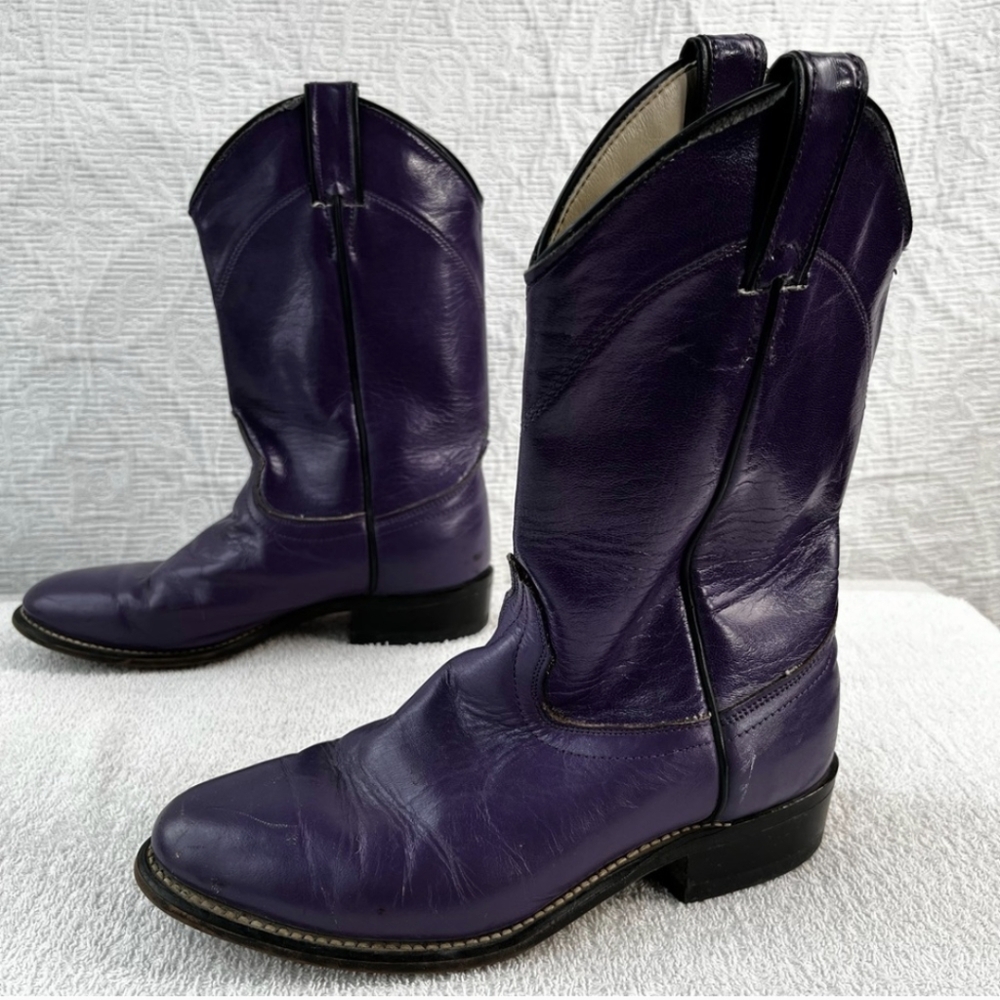 Vintage Laredo Purple Leather Western Boots Womens 7.5 Cowgirl made in USA boot